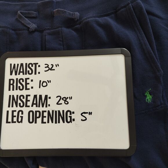 Polo Ralph Lauren Pants Mens Medium Blue Jogger Drawstring Pockets Green Pony - Picture 6 of 6